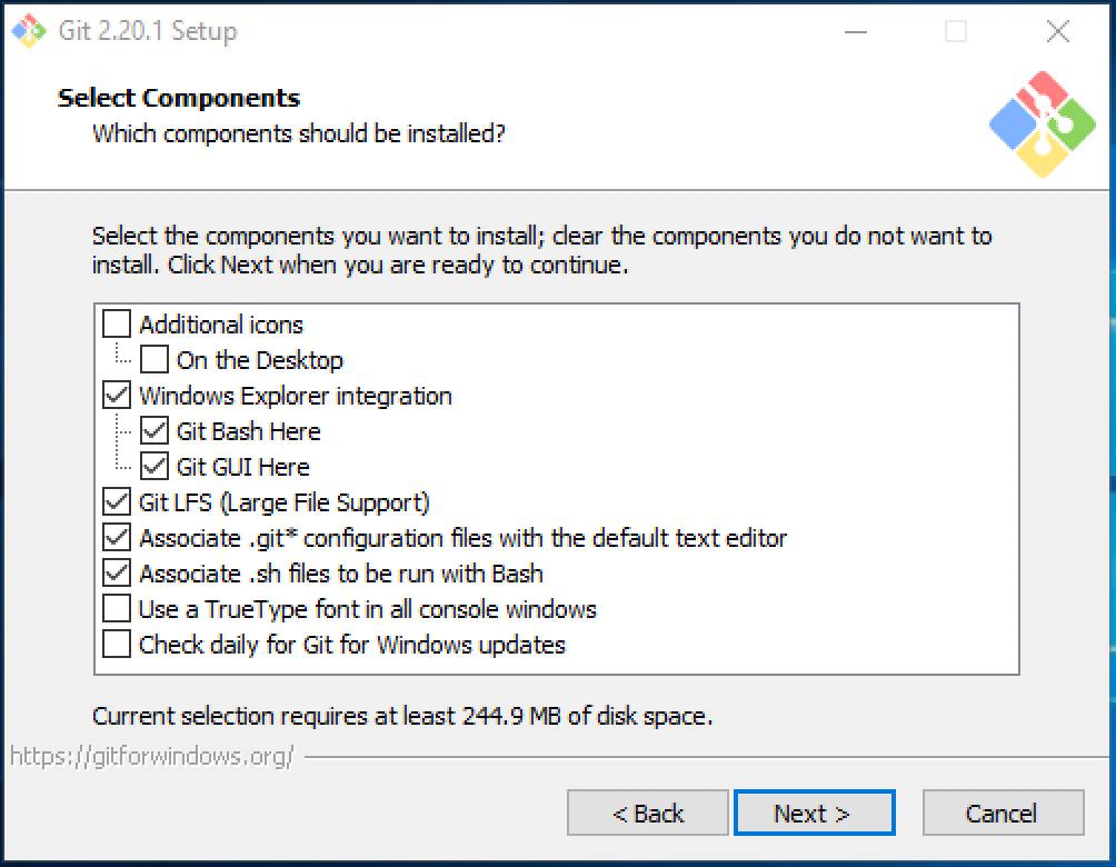 Accept the default or select additional components. Accept the default or select additional components.