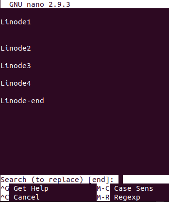 Search for the text 'end' search for the text “end”