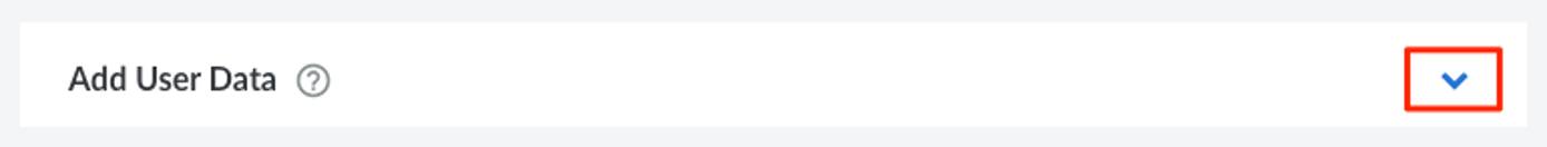 Screenshot of the Add User Data section in the Cloud Manager Screenshot of the Add User Data section in the Cloud Manager