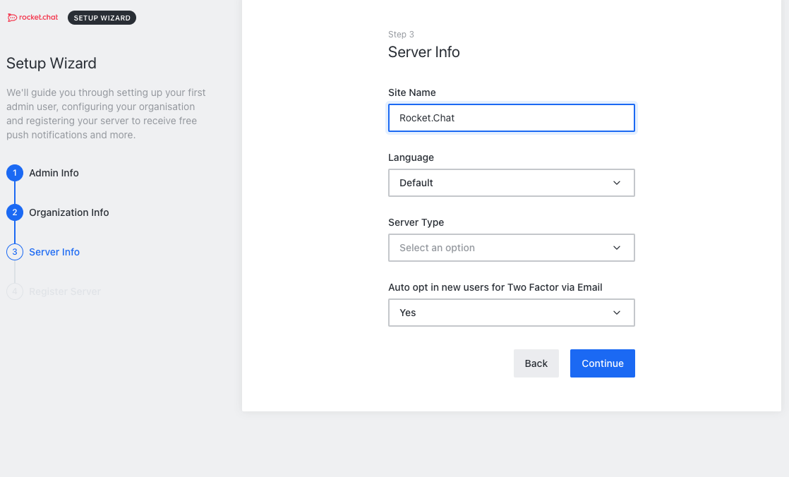 Rocket.Chat Step 3 Rocket.Chat Step 3